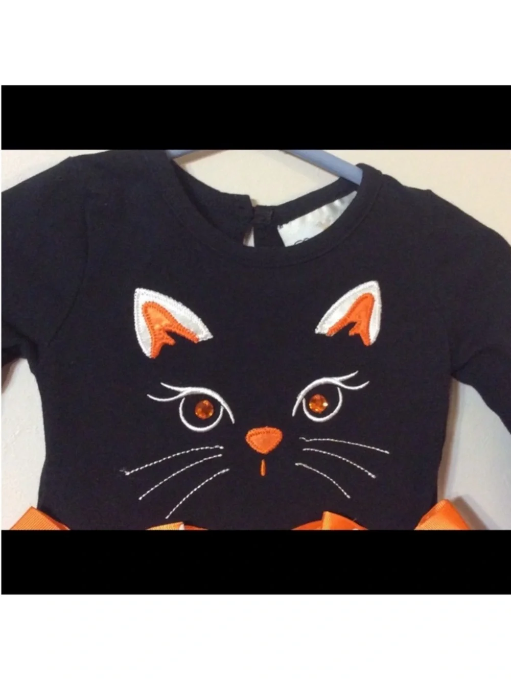 RARE EDITIONS Cute Black And Orange Appliqué Cat HALLOWEEN Tutu Costume Dress